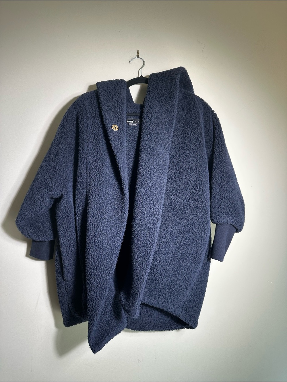 Cozy Navy/black Sherpa Hooded Coat sz Petite Maternity